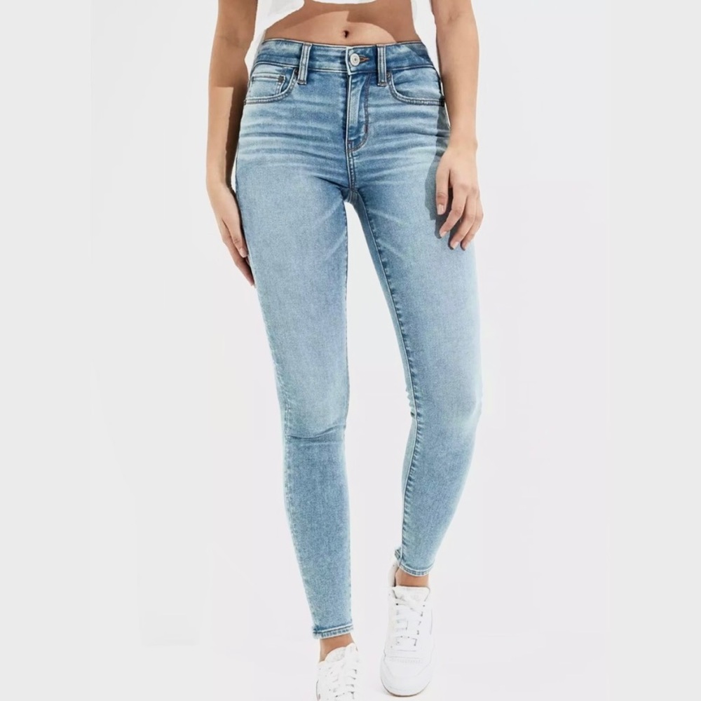AE Light Blue Super High Rise Jeggings